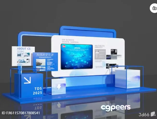A Blue And White Display With A Screen 3D Model – 3361 – VRAY Render