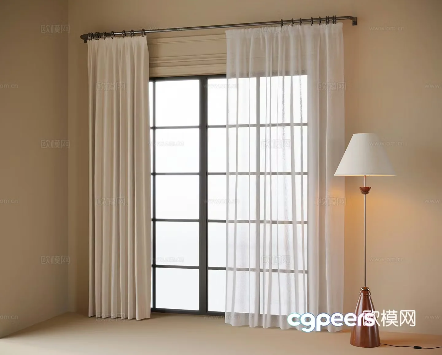 Modern curtain curtain floor lamp 3d model