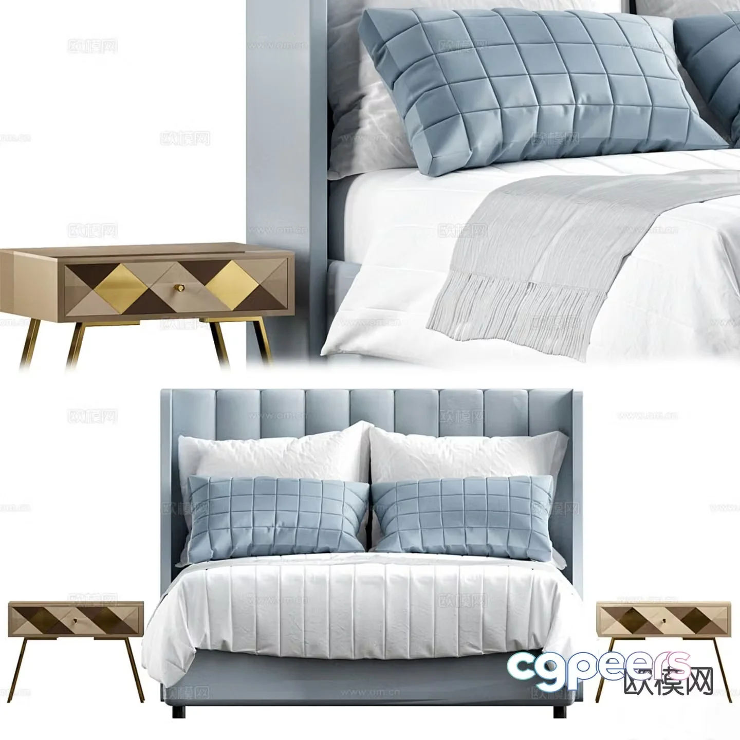 Modern double bed 3d model