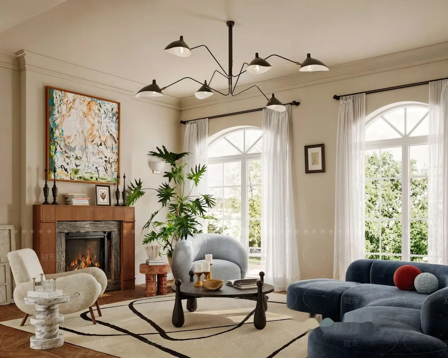 Modern Living Room 3D Model – 4152 – VRAY Render