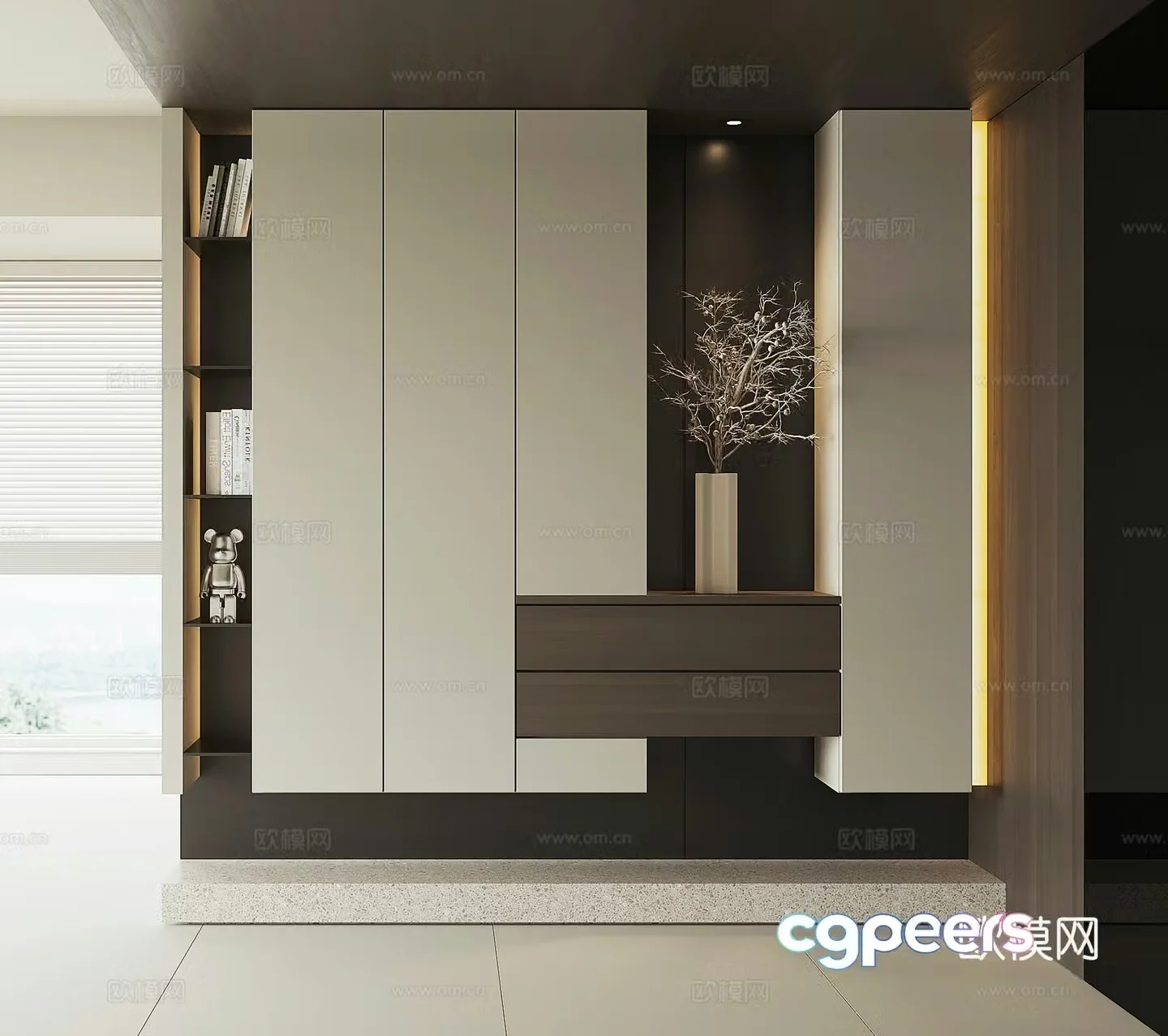 Modern home entrance shoe cabinet 3D model