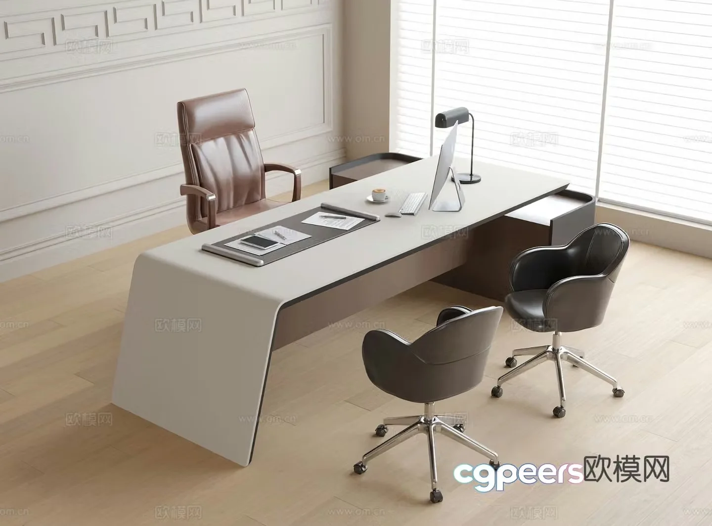 Boss desk and chair manager desk desk desk 3D model