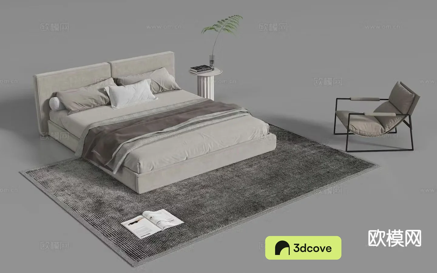 Modern double bed fabric bed