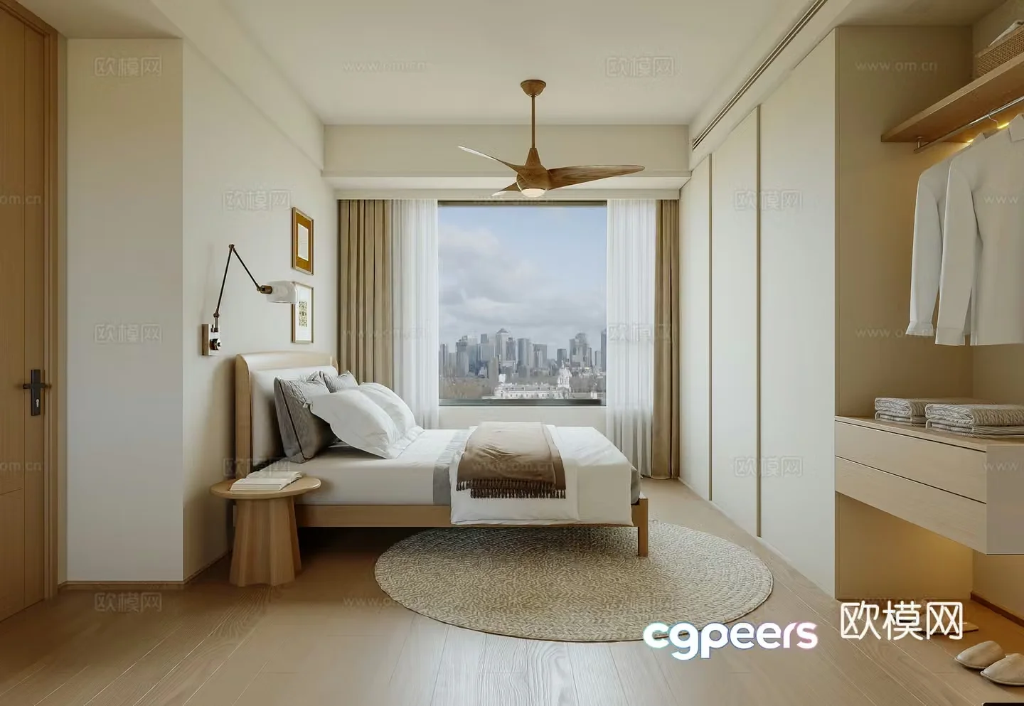Japanese style log home bedroom Nordic home bedroom Log style home bedroom 3d model
