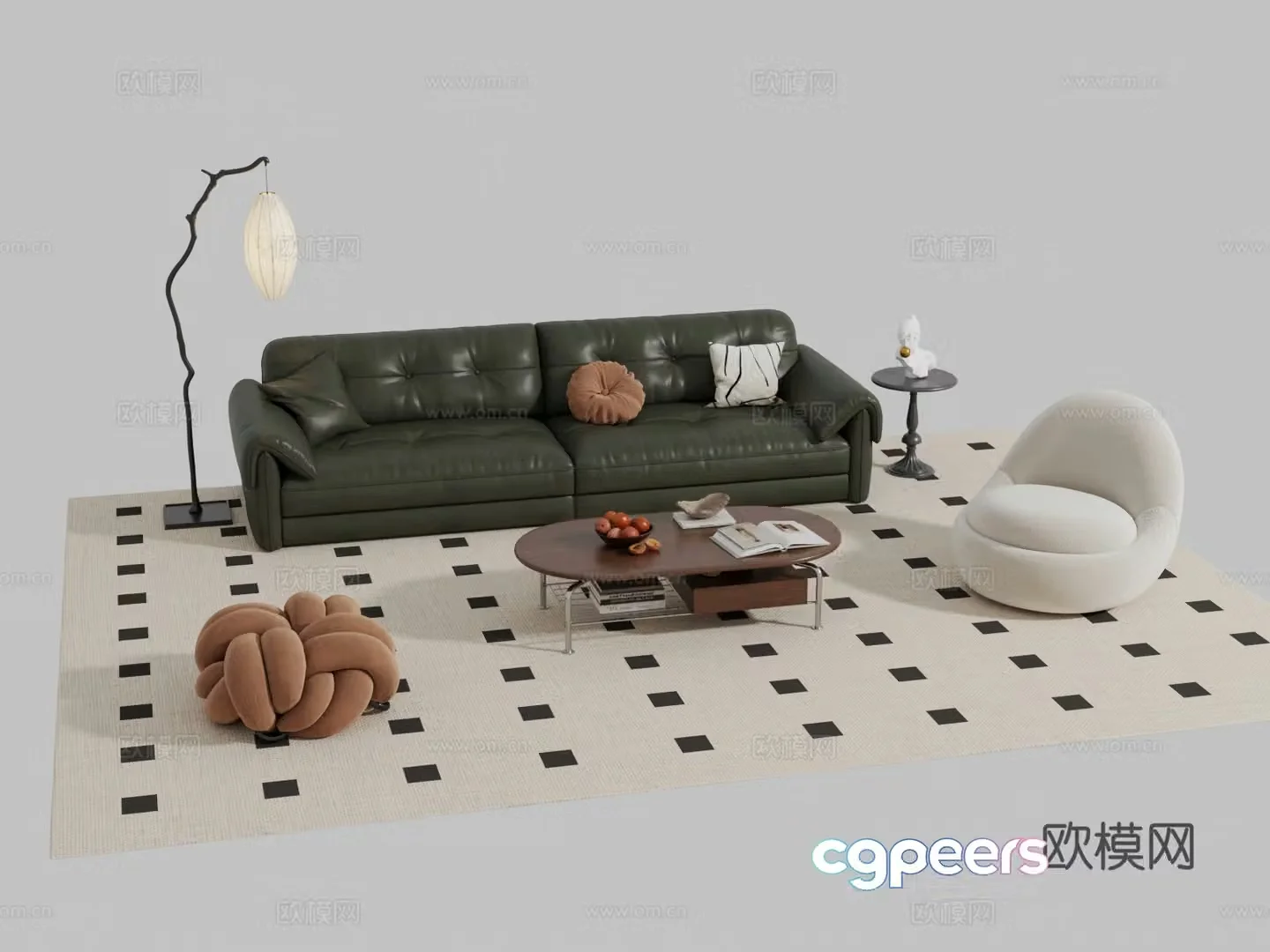 French medieval sofa coffee table combination 3D model