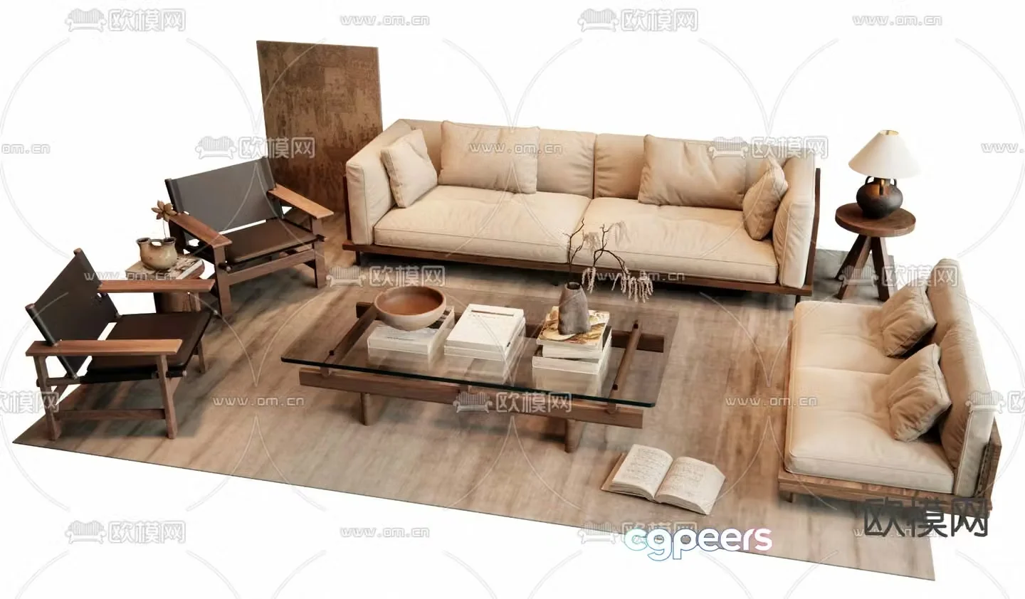 Medieval style modular sofa 3D model