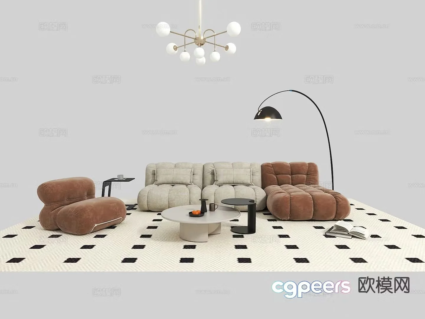 French modular sofa corner sofa 3d model