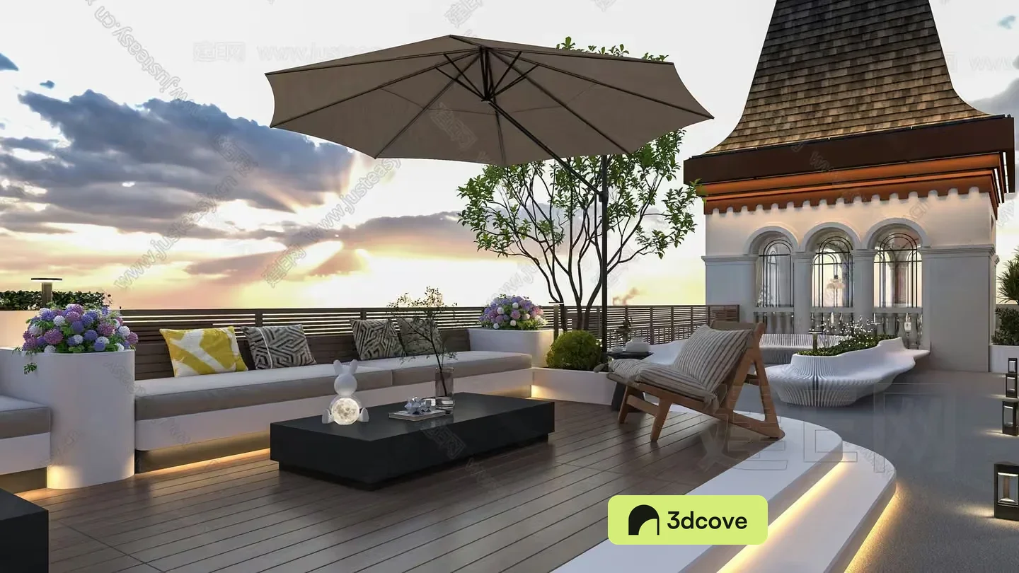 A Rooftop Patio With A Modern Design