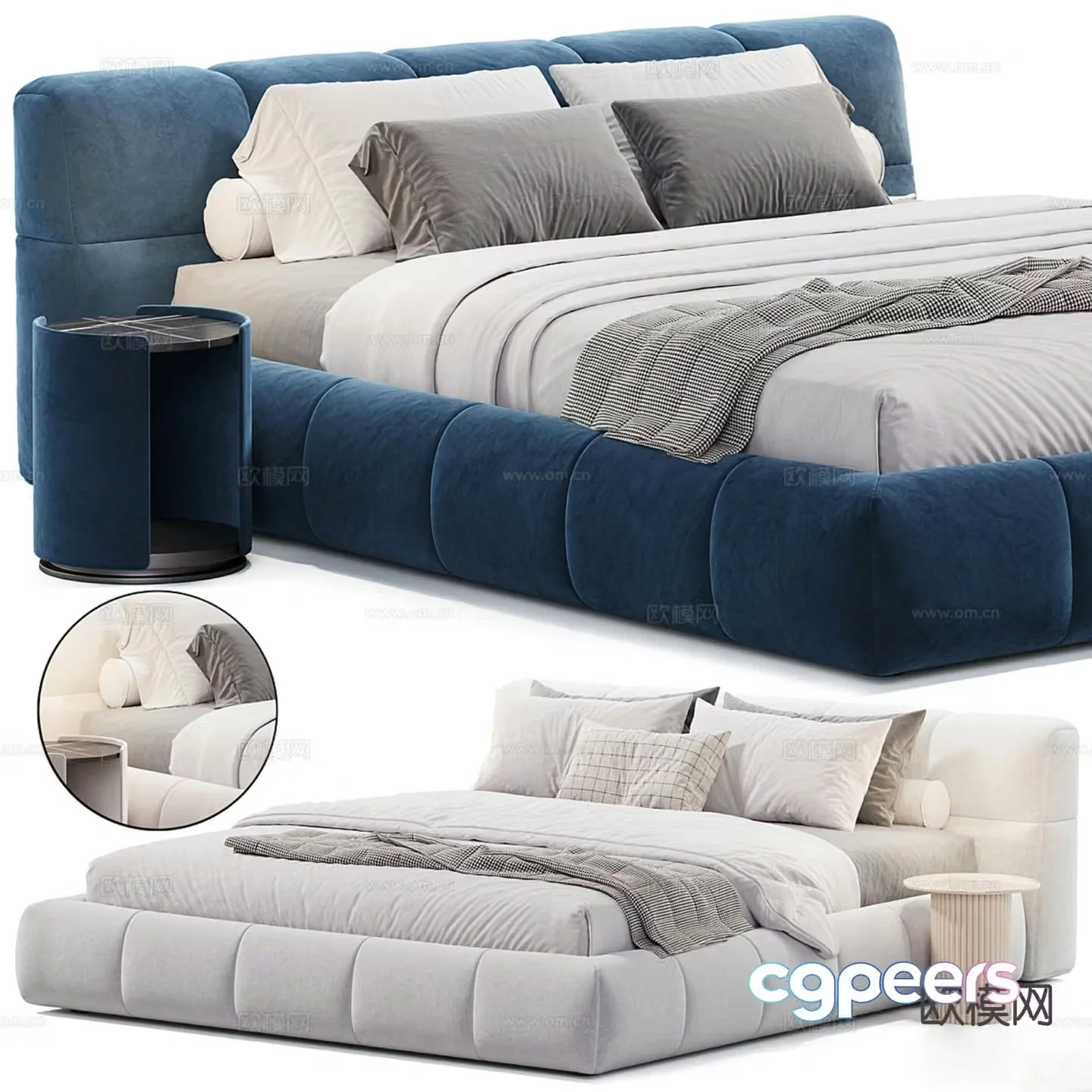 Modern double bed 3d model
