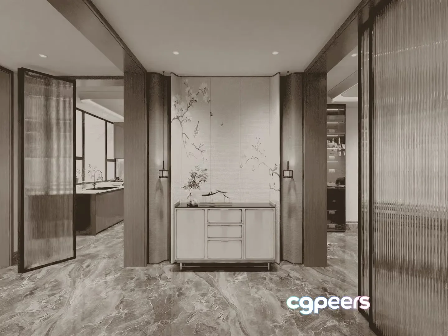 Modern Japanese Interior Design 3D Model – 10599 – VRAY Render