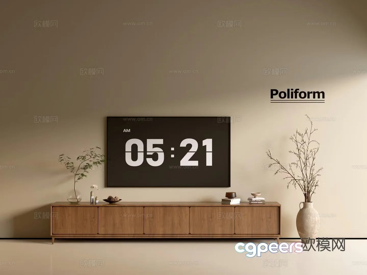Modern wood grain TV cabinet simple side cabinet chest of drawers low cabinet whole cabinet side cabinet balcony 3D model