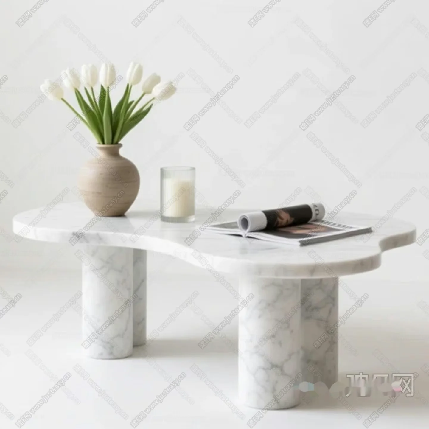 A White Marble Coffee Table 3D Model – 15969 – VRAY Render