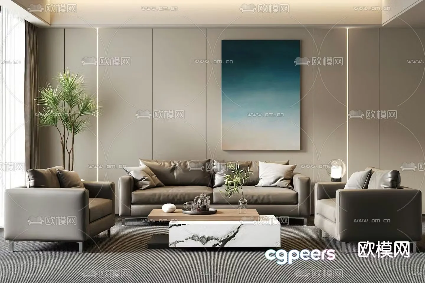 Office sofa modular sofa 3d model