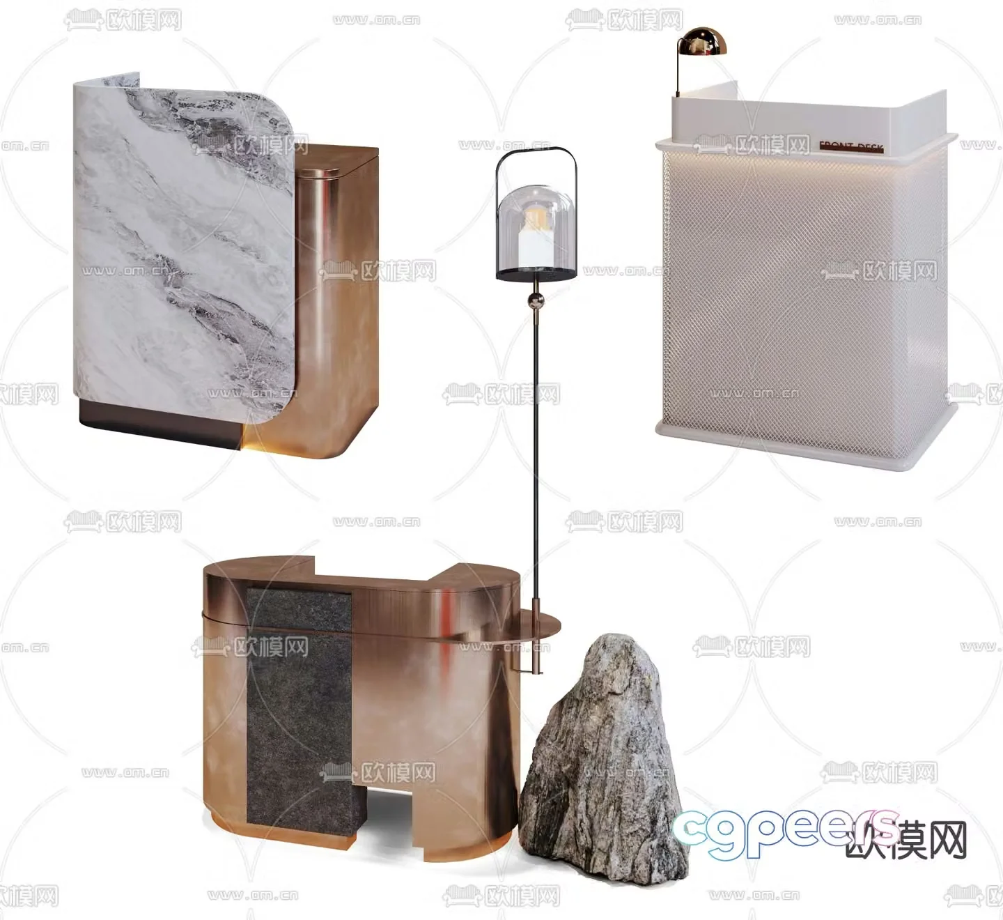 Front desk service desk information desk reception desk 3d model