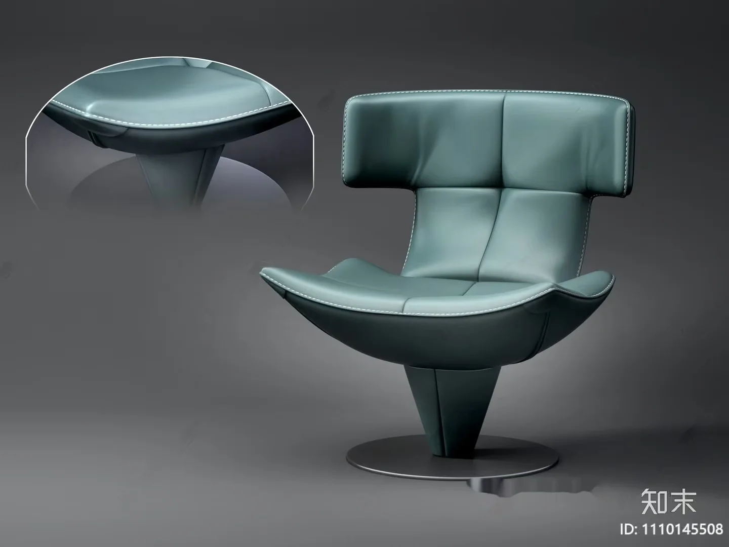 Modern Dark Green Leather Chair 3D Model – 14424 – VRAY Render