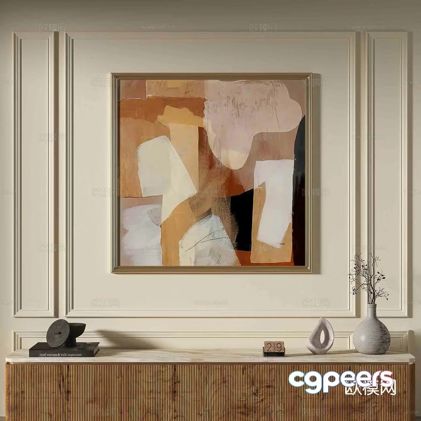 French abstract painting decorative painting 3d model