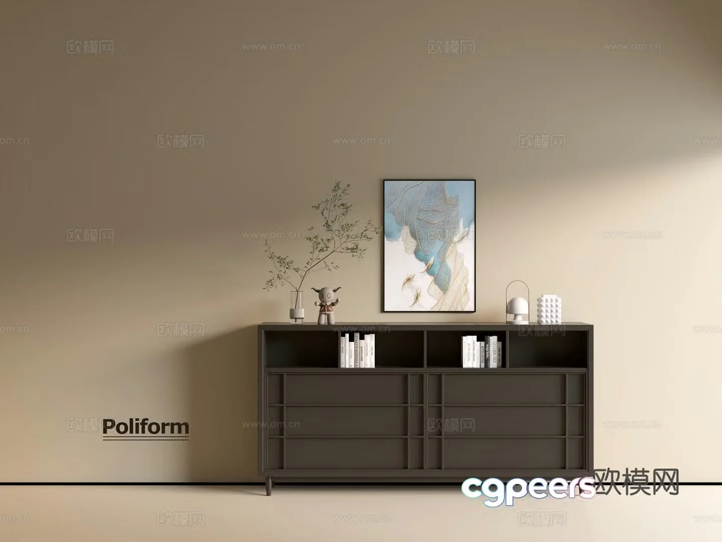 Modern black cabinet ins wind side cabinet chest cabinet low cabinet whole cabinet dining side cabinet balcony cabinet 3d model
