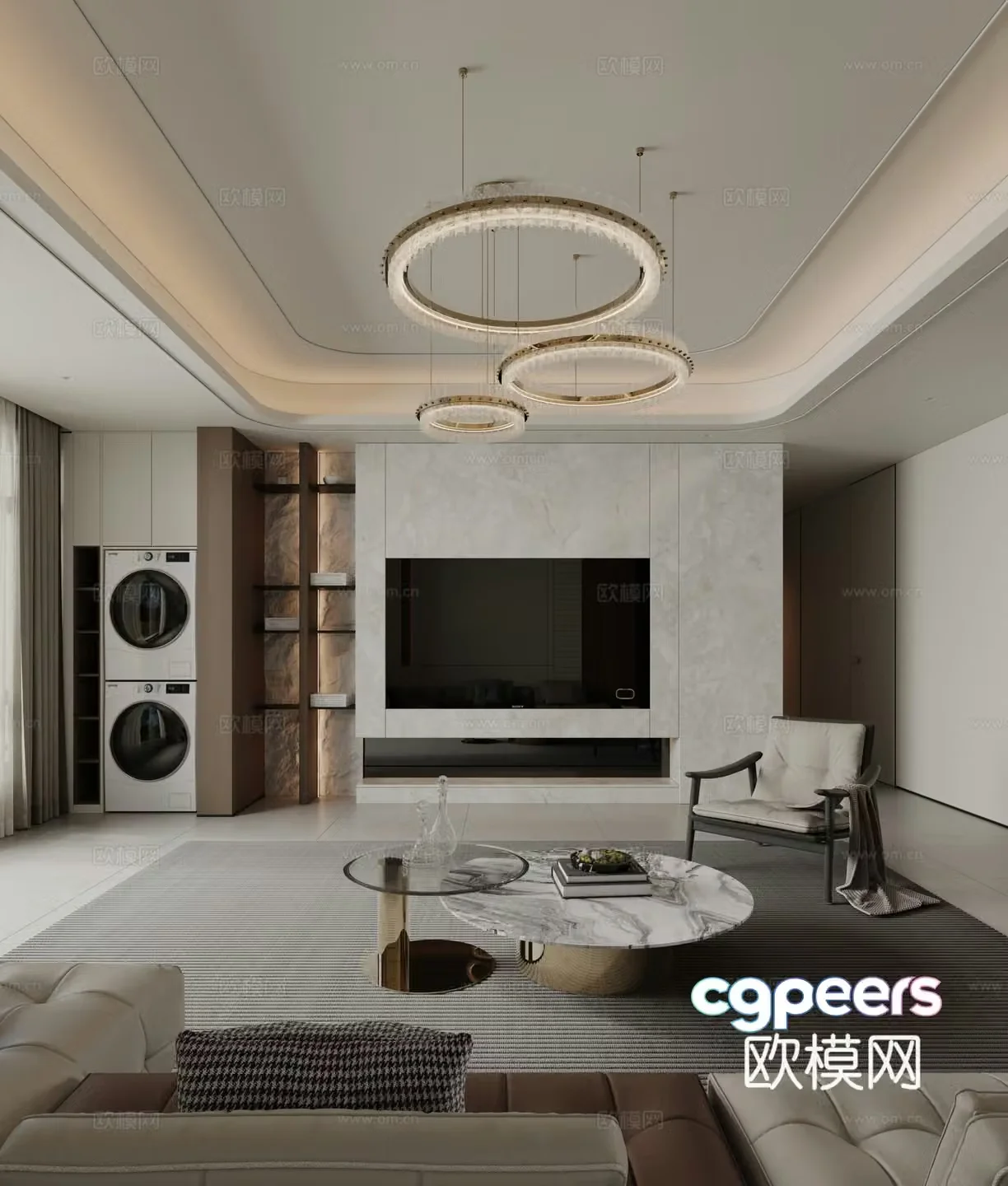 Modern TV background wall 3d model
