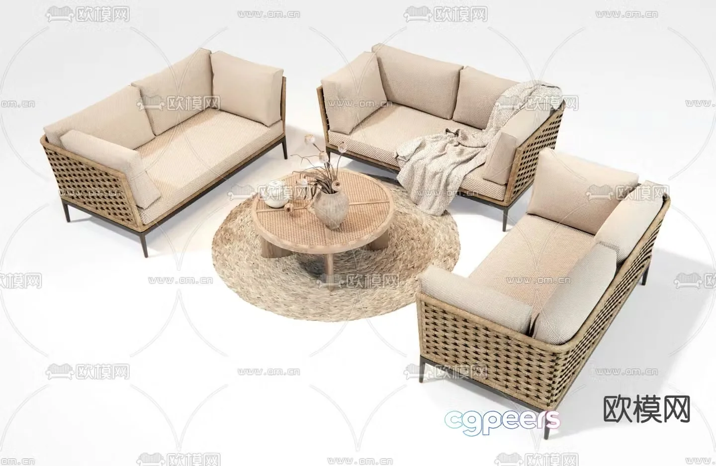 Outdoor sofa modular sofa 3d model