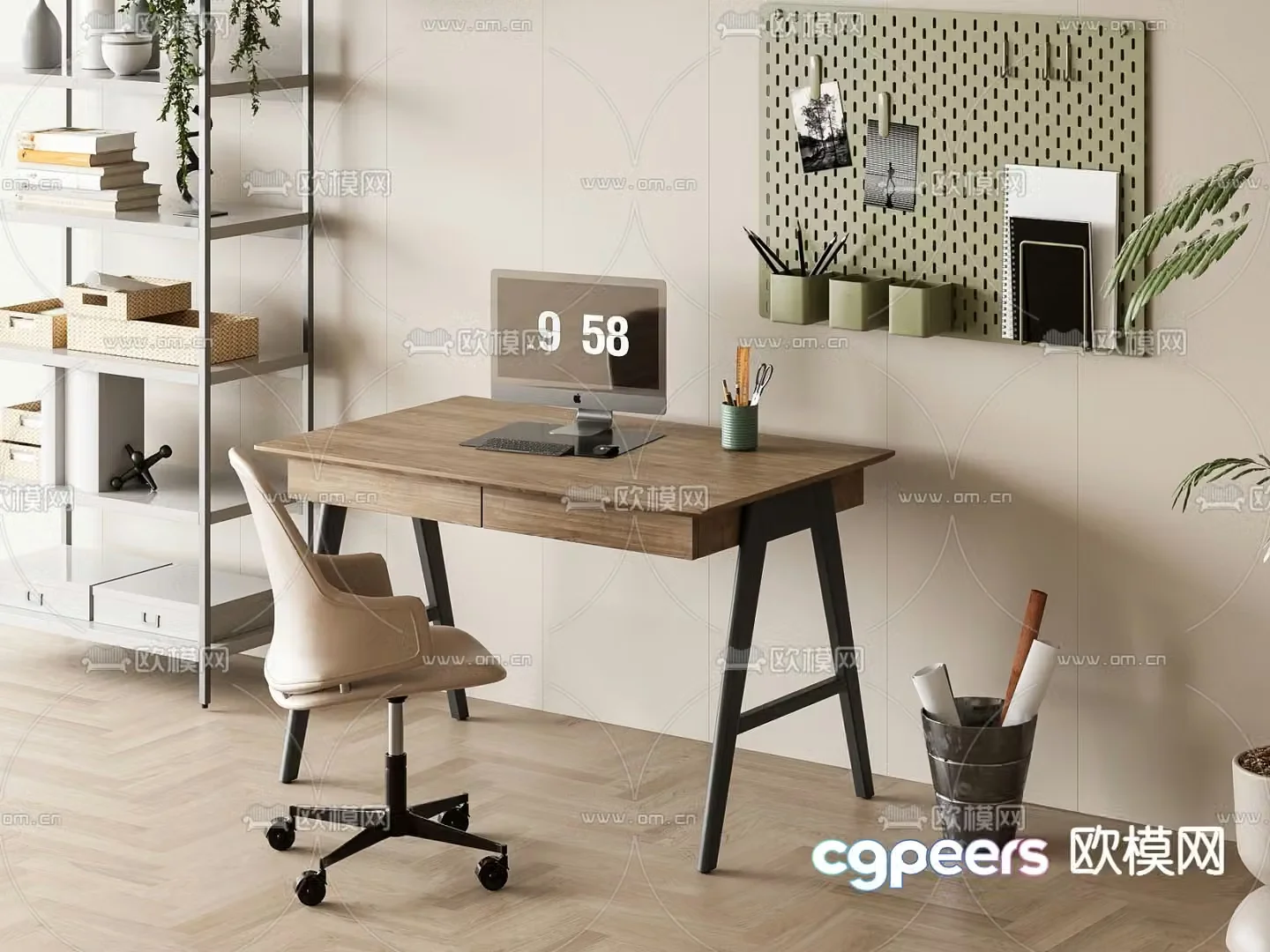 Modern desk writing desk computer desk 3d model