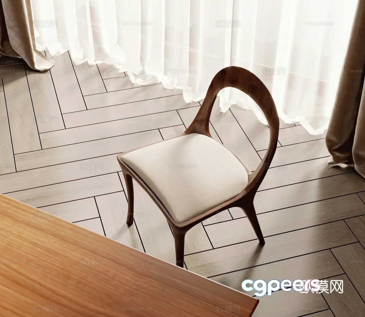 Medieval style single chair dining chair chair 3d model