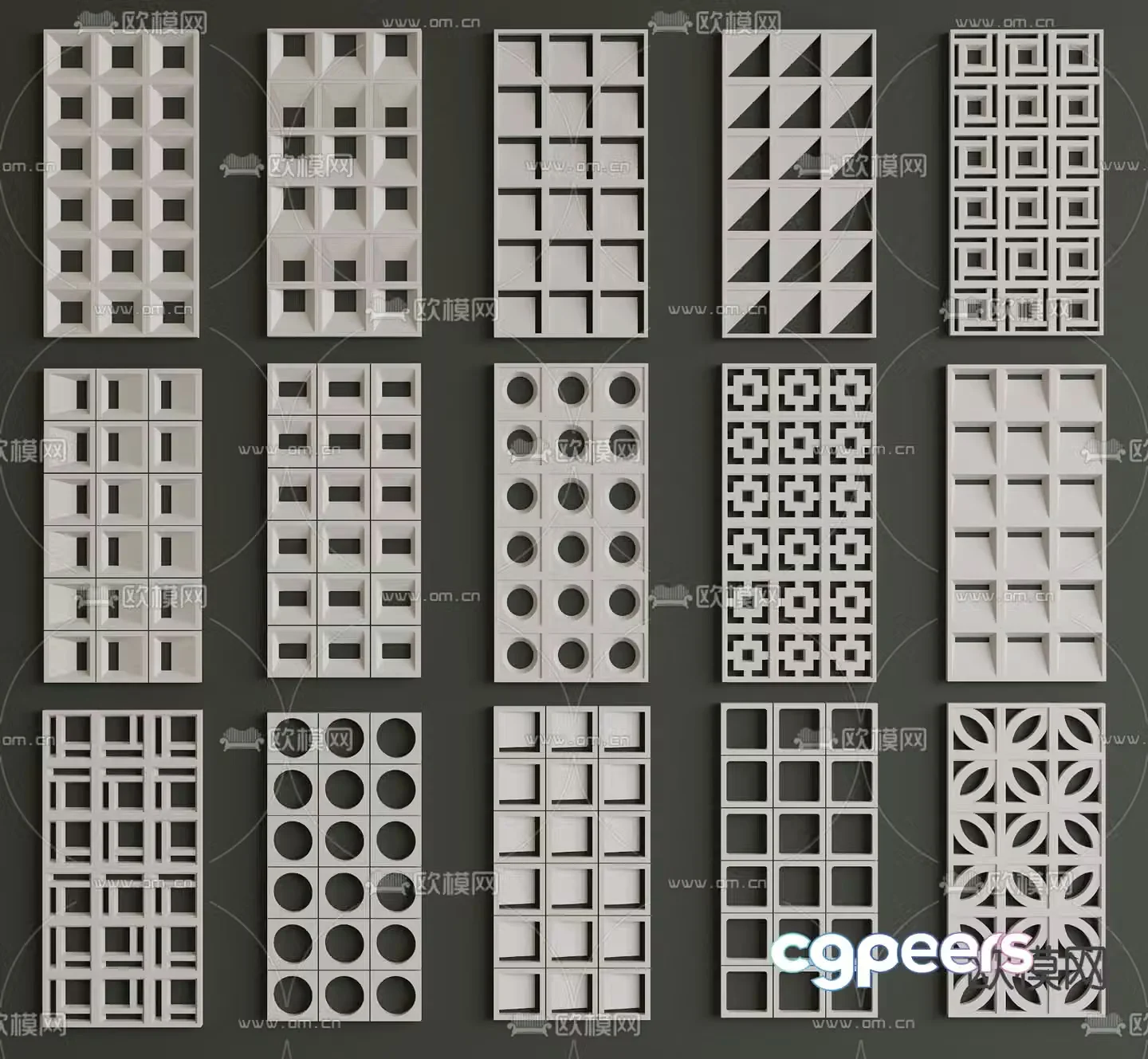 Cement brick partition Prefabricated hollow brick flower tiles Hollow brick 3D model