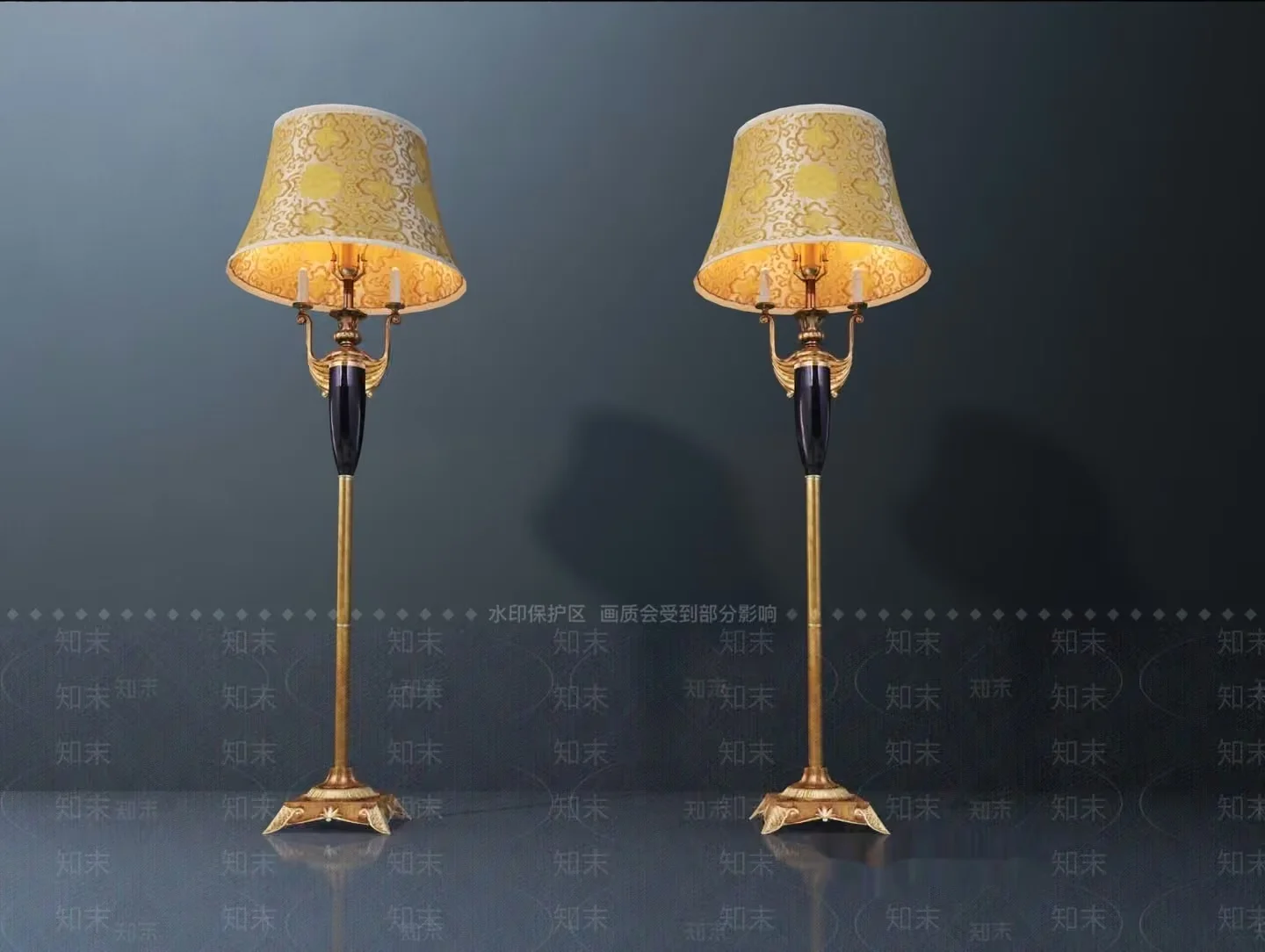 Gold Light Fixture 3D Model – 7509 – VRAY Render