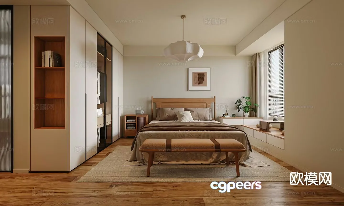 Log style bedroom master bedroom 3d model