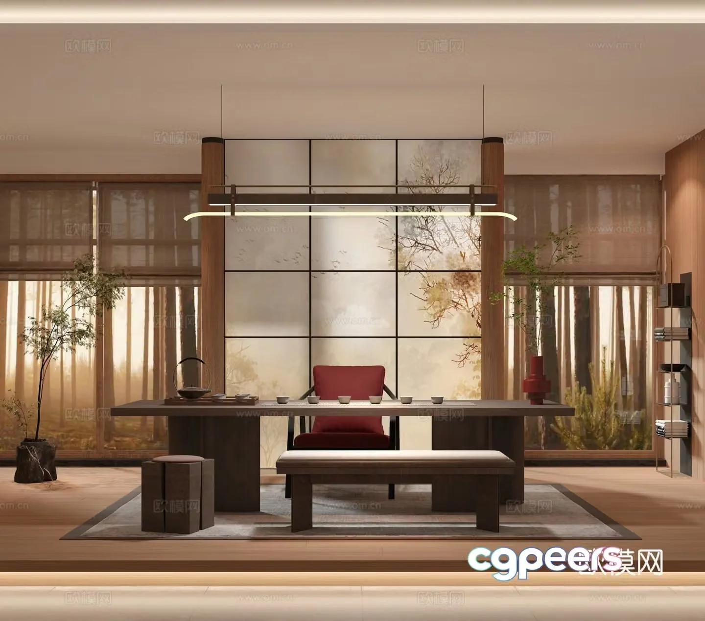 New Chinese tea room 3d model