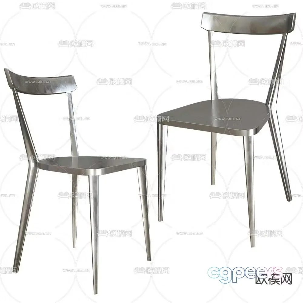 Stainless steel chair industrial style chair 3d model