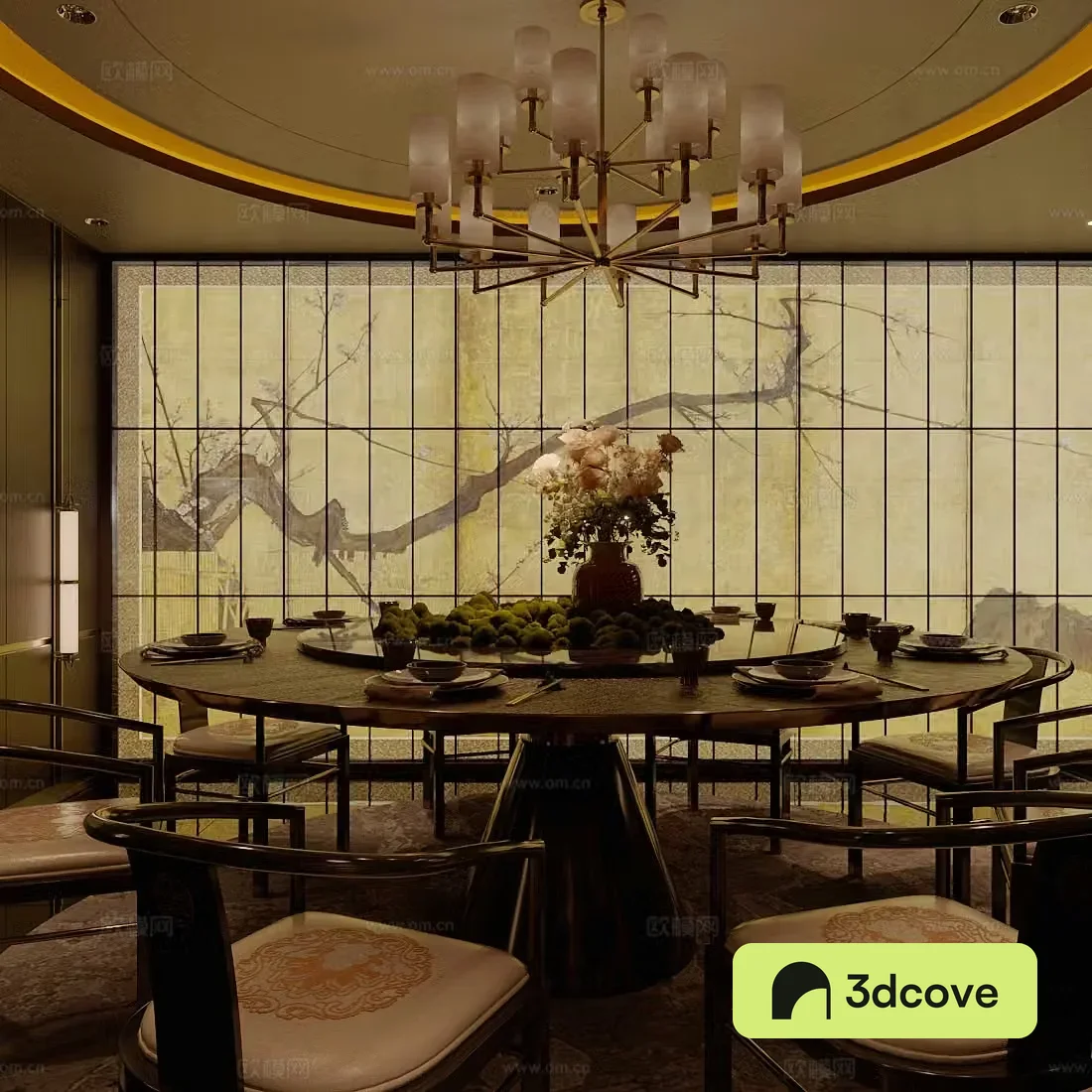 New Chinese-style private rooms restaurant private rooms round dining table and chair combination hotel private rooms dining table and chair