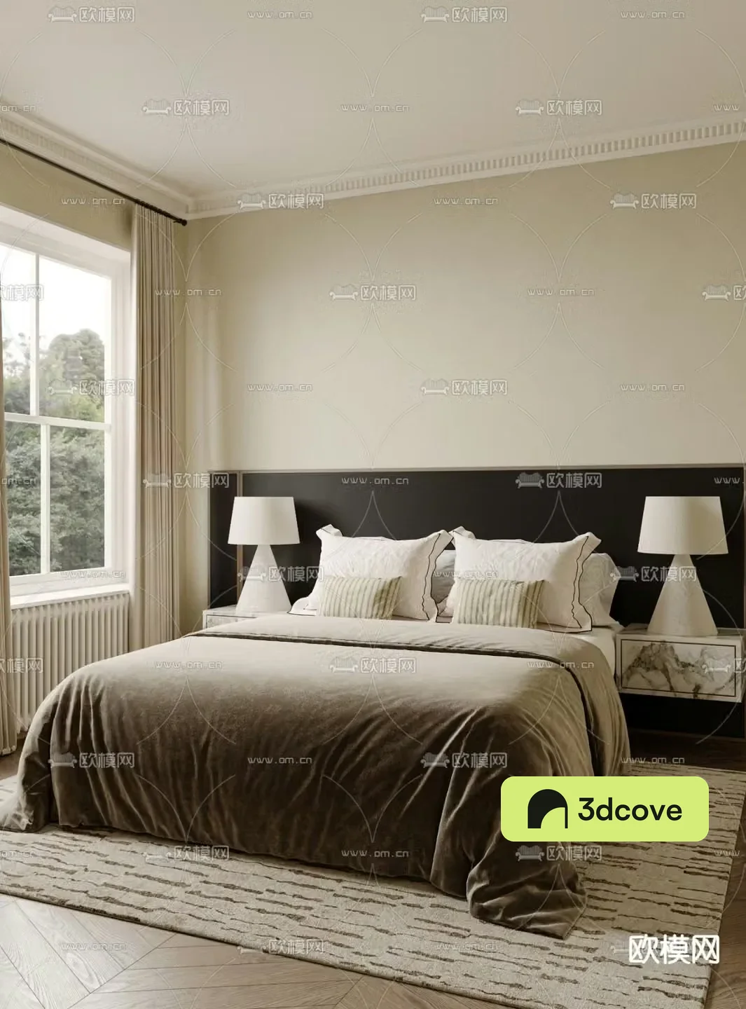 French double bed