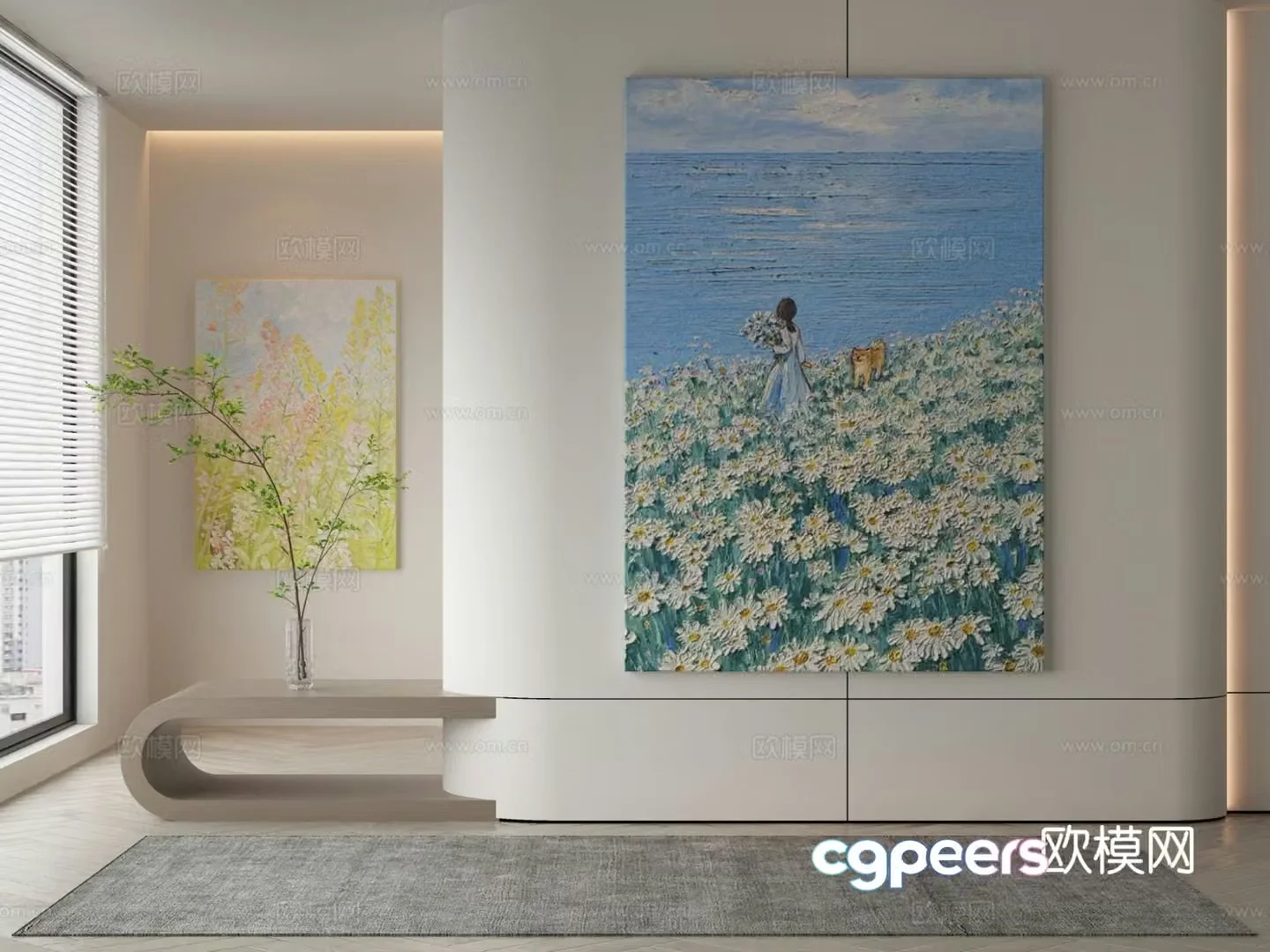 Modern landscape painting decorative painting 3d model