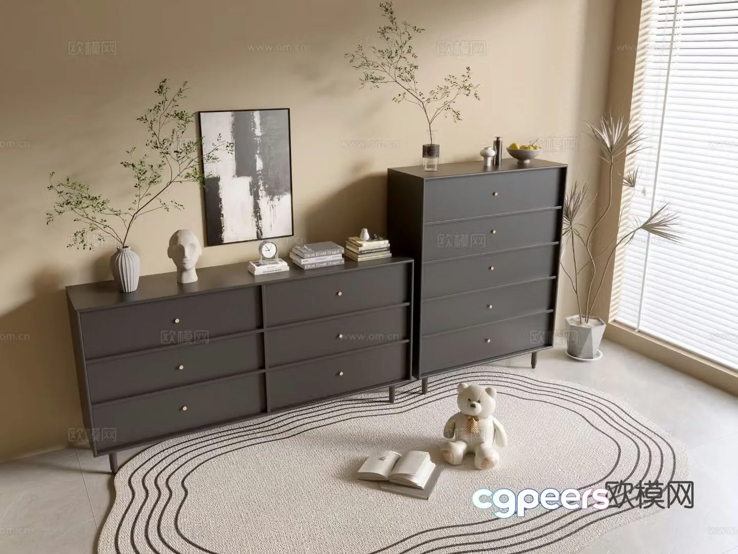 Modern chest of drawers side cabinet 3d model