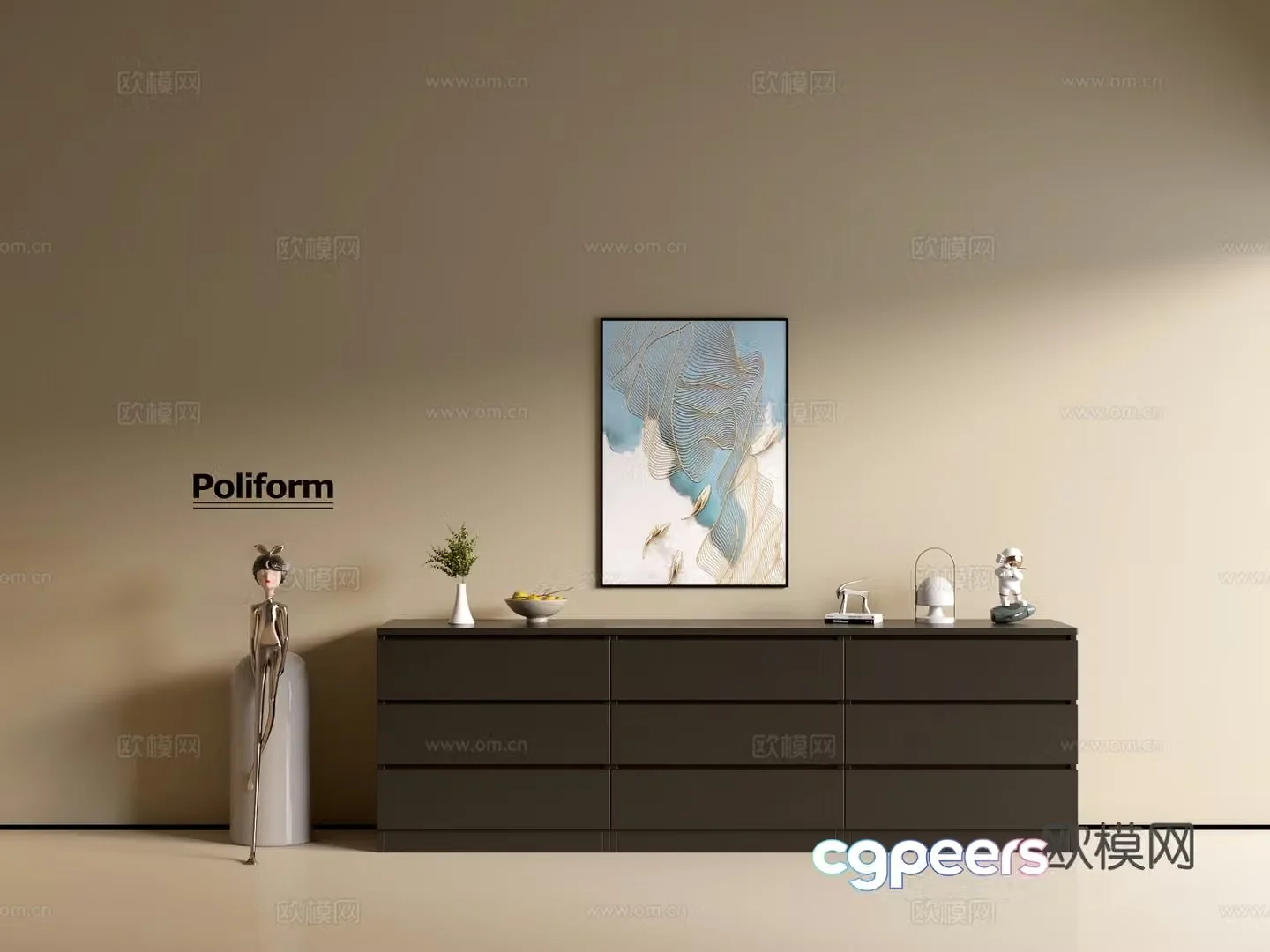 Modern black cabinet ins wind side cabinet chest cabinet low cabinet whole cabinet dining side cabinet balcony cabinet 3d model