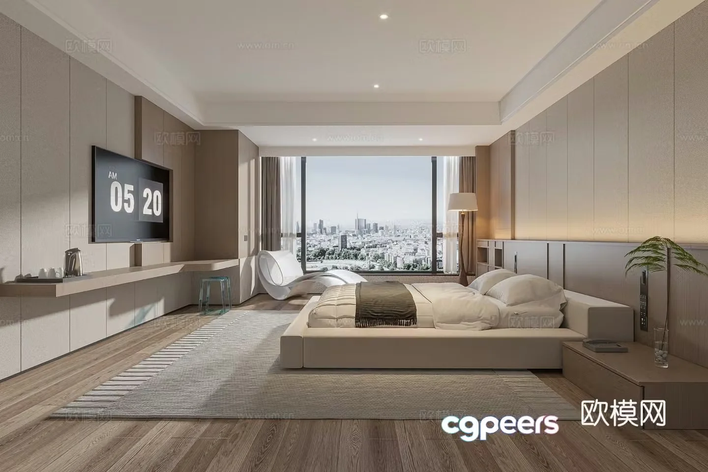 Modern B&B guest room 3D model