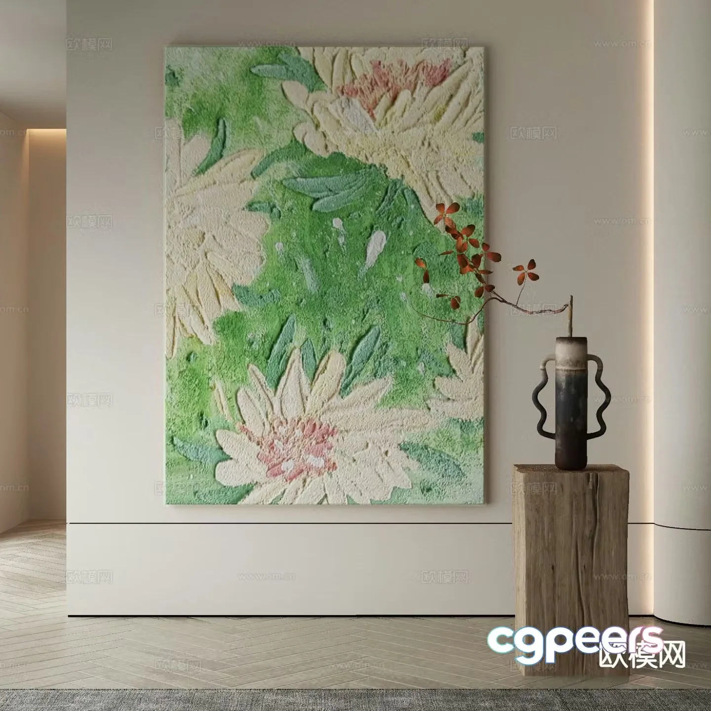 Modern decorative painting flower hanging painting oil painting 3d model