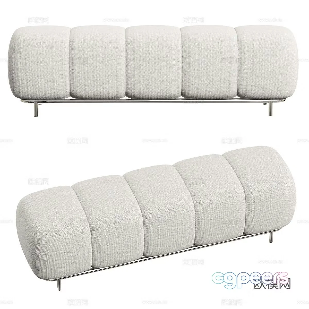 Modern cream style sofa stool 3d model