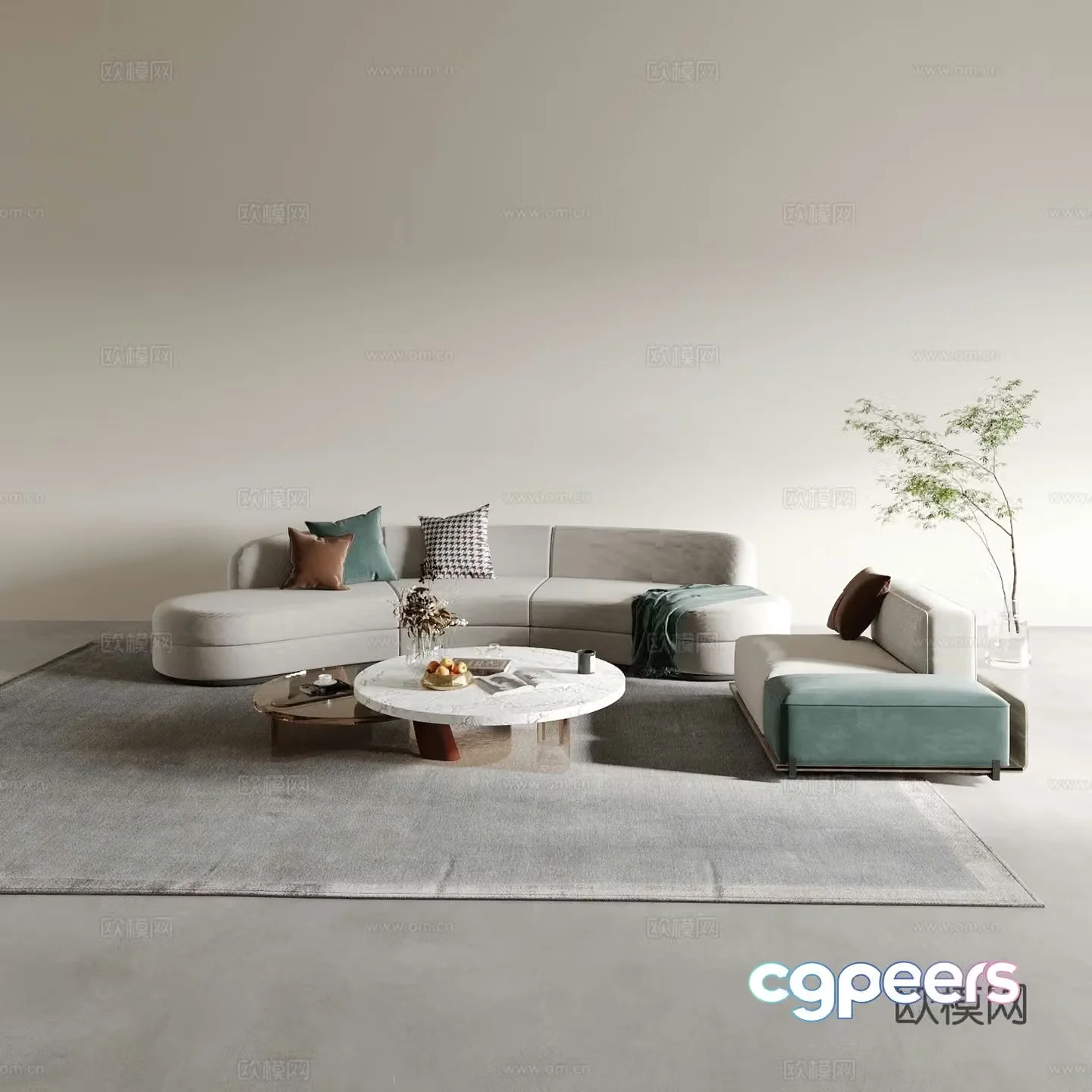 Modern sectional sofa 3d model