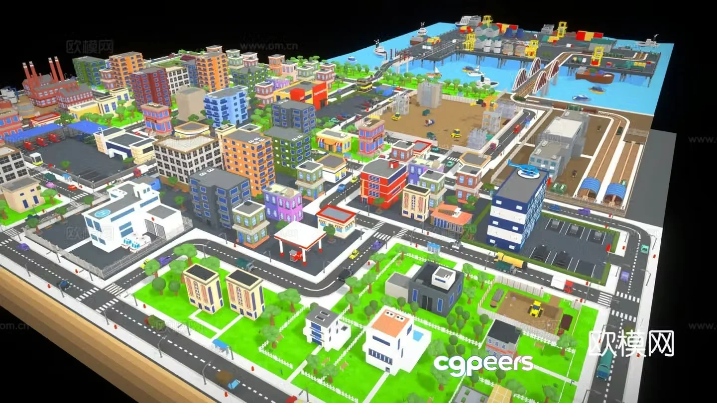 Industrial city box game props 3d model