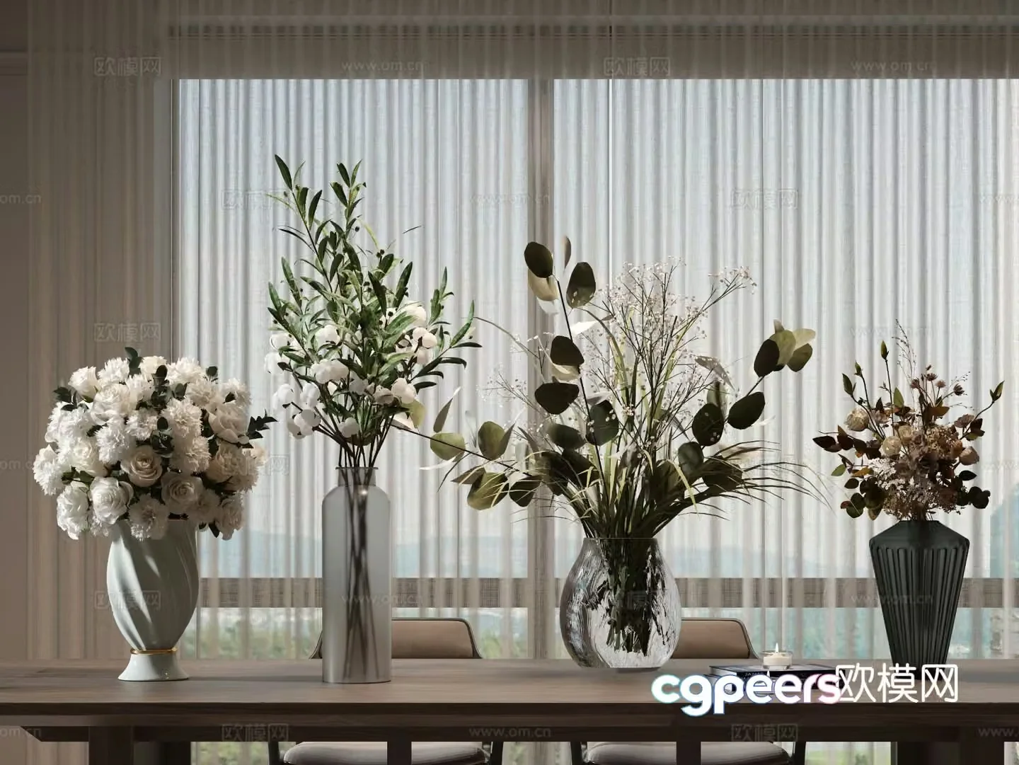 vase floral arrangement flower arrangement flowers 3d model