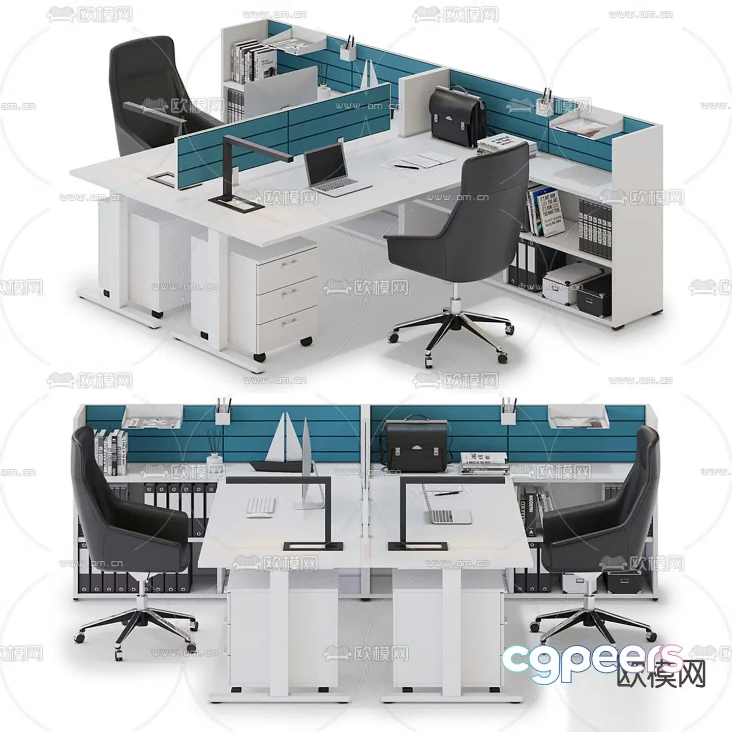 Card space desk work station post 3d model