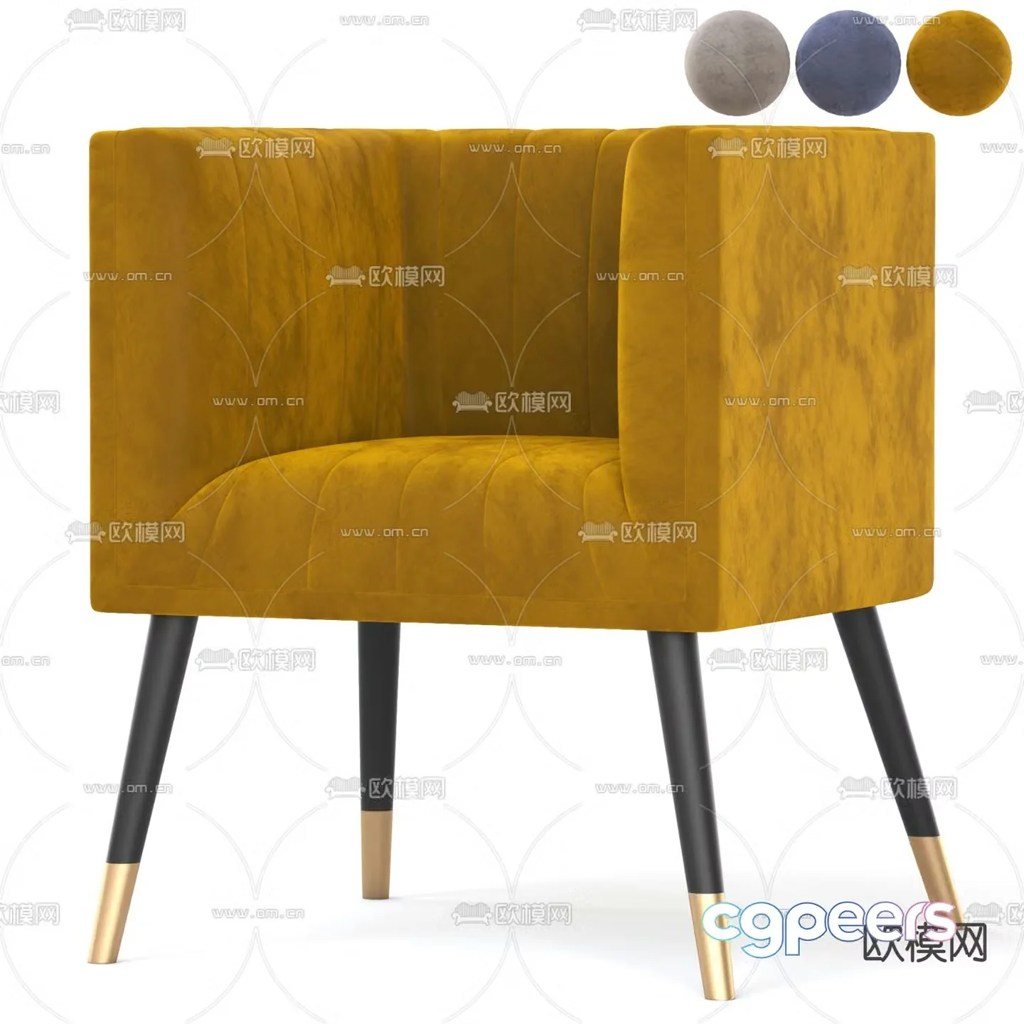 Light luxury single sofa 3D model