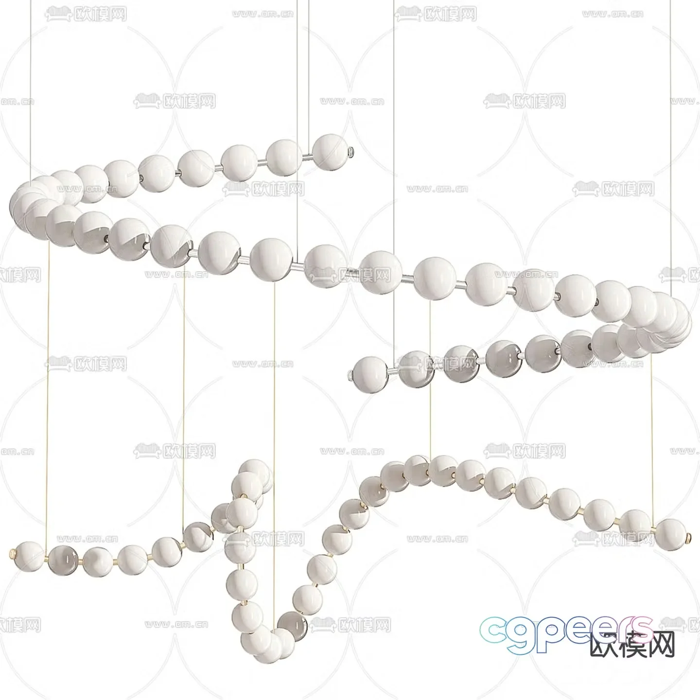 Alora beaded chandelier lobby light 3d model