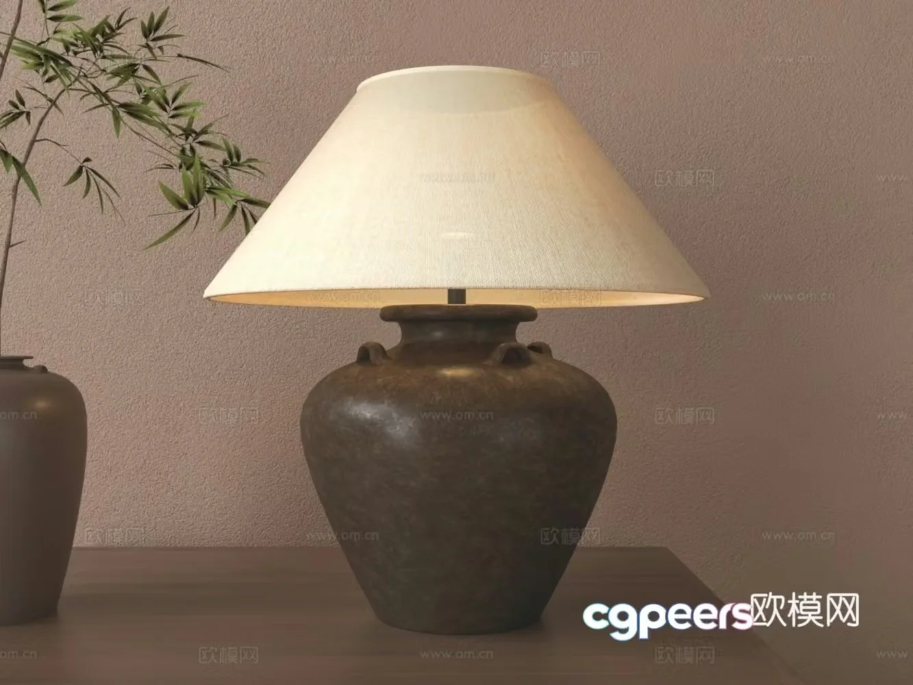 Chinese style bedside table ceramic desk lamp 3D model