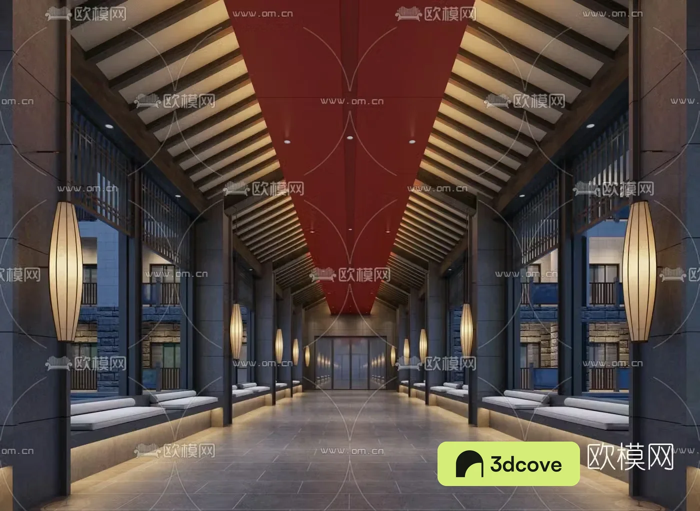 Chinese hotel corridor aisle
