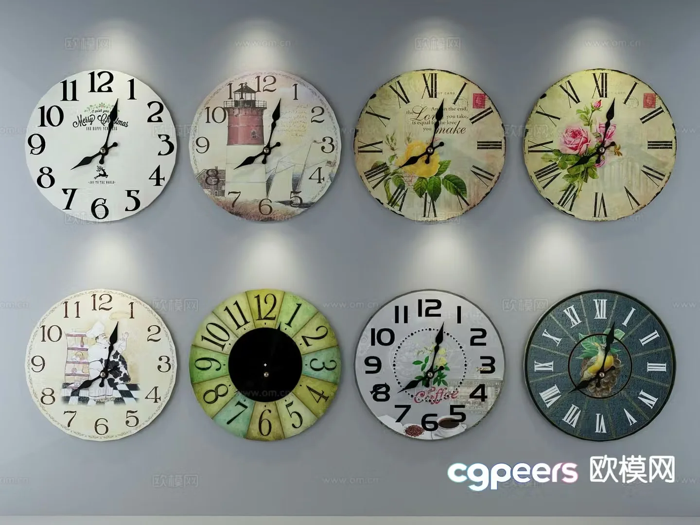 nordic mixed decorative clock wall clock clock 3d model