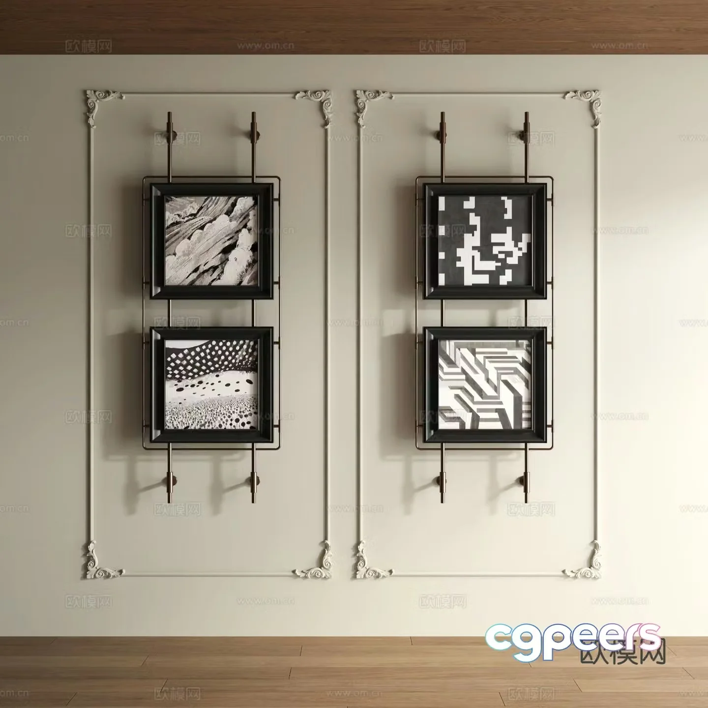 Modern texture painting decorative painting 3d model