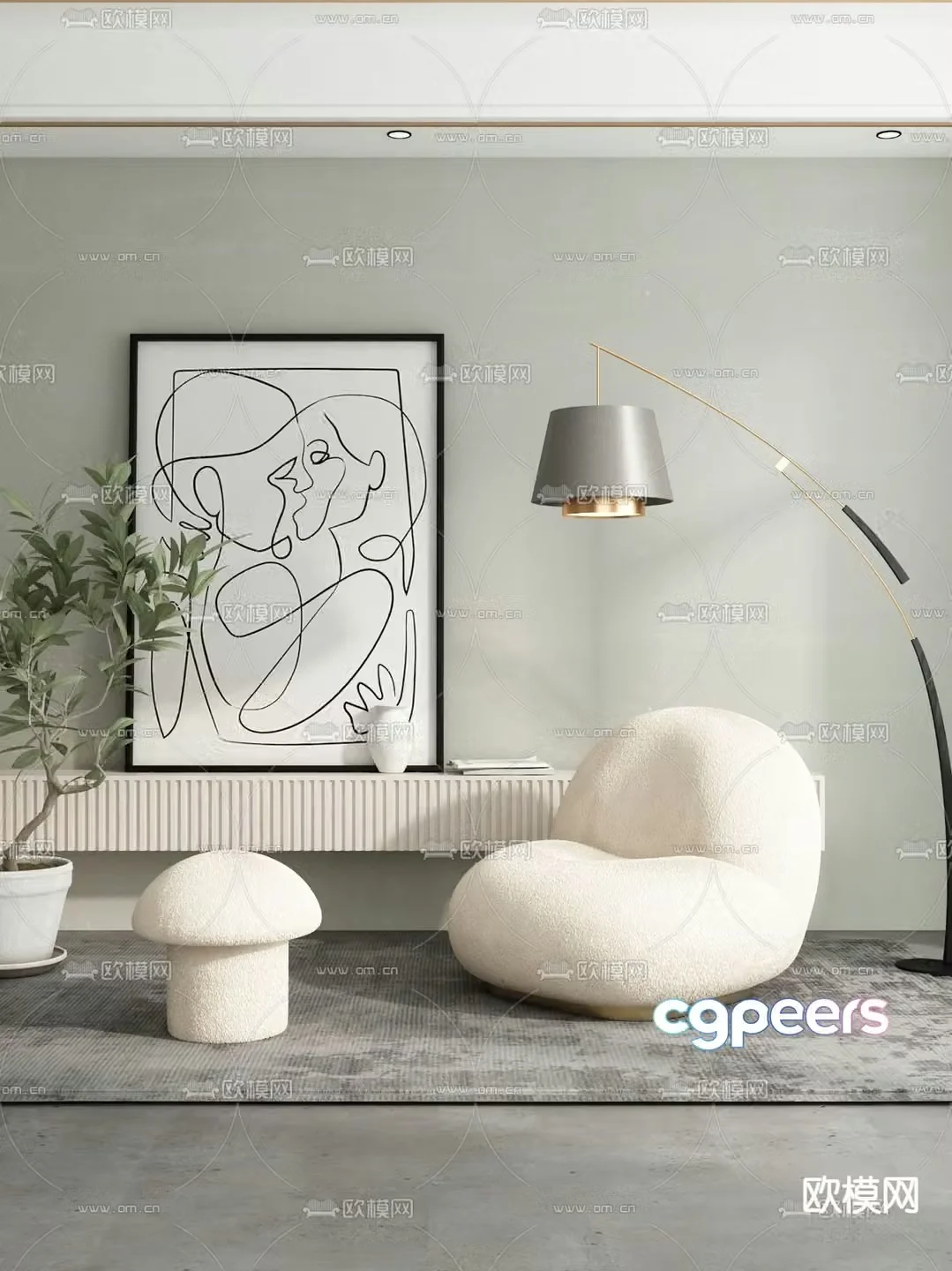 Single sofa leisure sofa 3d model