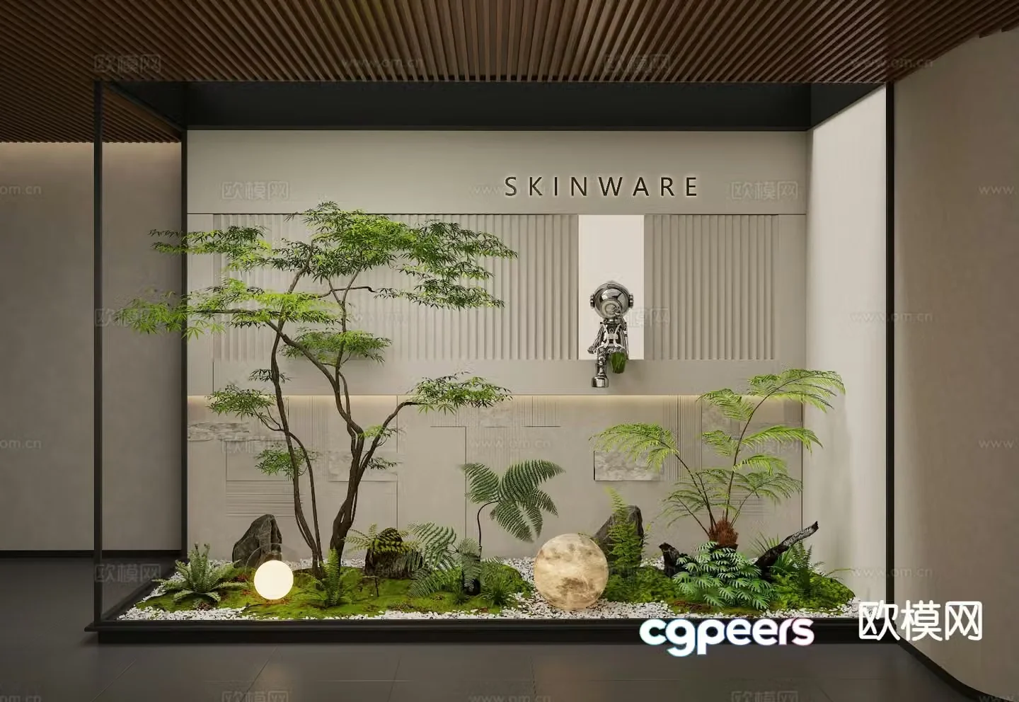 Indoor landscape plant pile landscape green plants 3d model